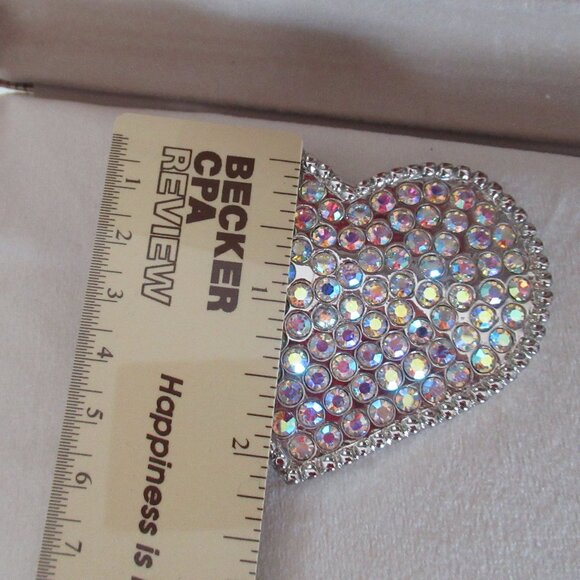 Vintage Womens Heart Shape Belt Buckle Embellished w/ Rhinestone 3" x 2.25" - Picture 4 of 5